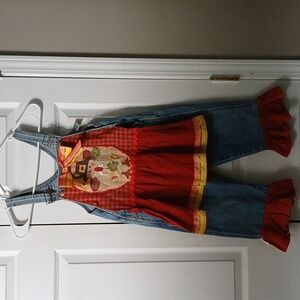Guess overalls upcycled Thanksgiving Turkey Holiday overalls Sz 4